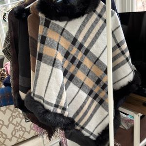 Nwt cream and black poncho